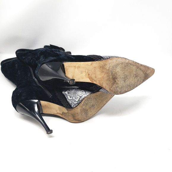 Hype | Handcrafted Black & Silver Heel Boots Sz 7 - Picture 4 of 8